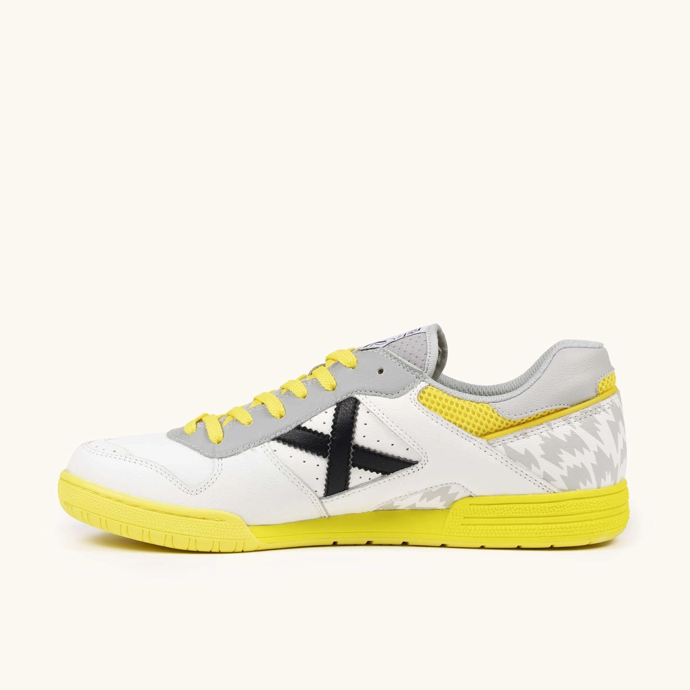 Chuteira Futsal Continental V2 Branco / Amarelo Neon