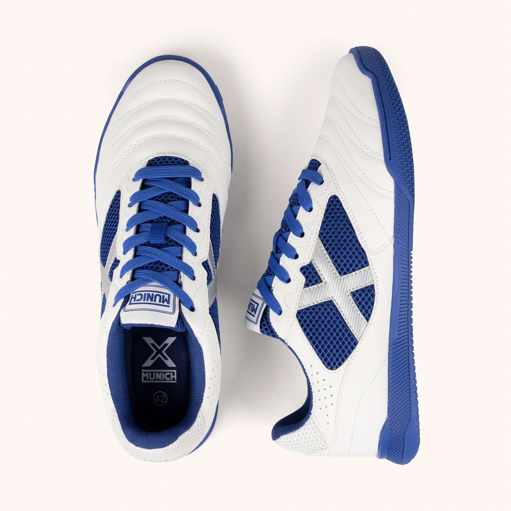 Miniatura 6.0 de Chuteira Futsal Debut Branco/Azul Munich